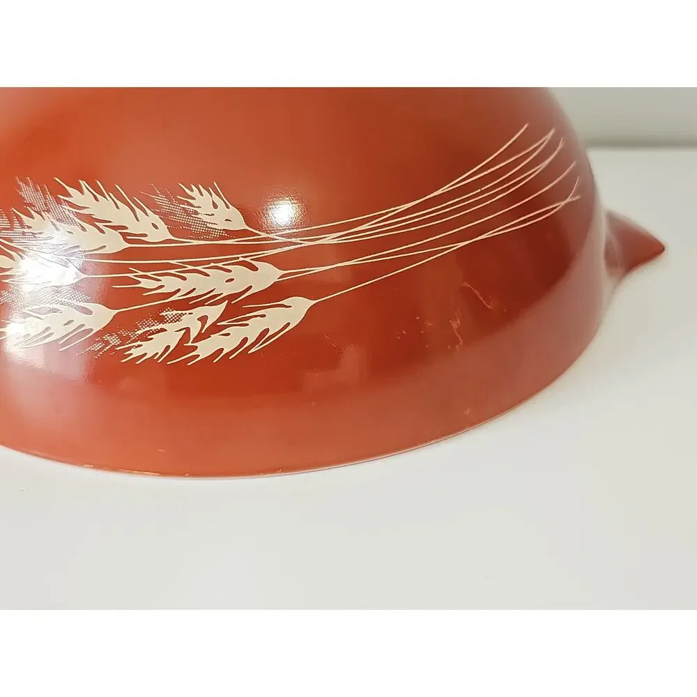 Vintage Pyrex 444 Autumn Harvest Wheat Cinderella Mixing Bowl 4 Quart